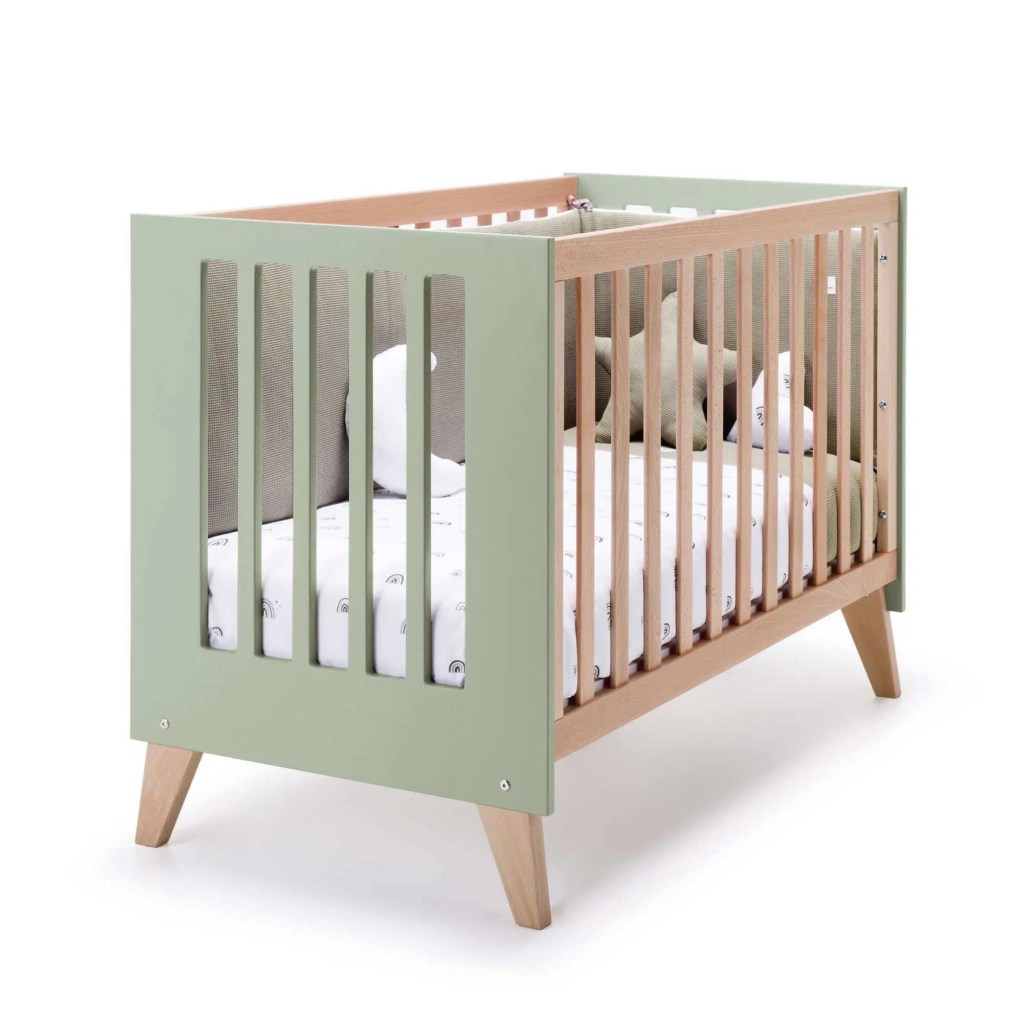 ML-Design Culla da Appendere con Cuscino Beige Lettino a Dondolo Sospeso  per Bambini Neonati Montaggio